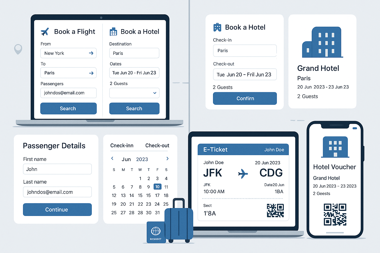 flights and hotels booking with e-ticket
